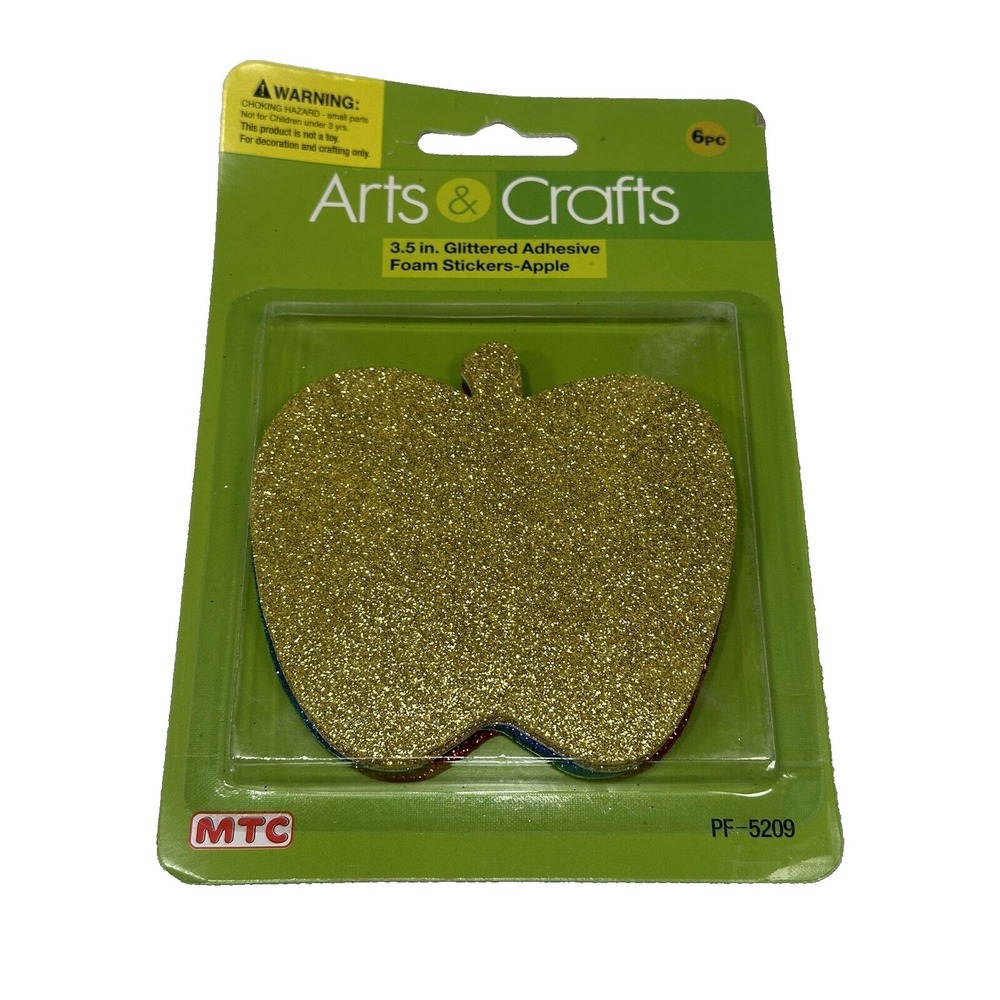 arts & crafts FOAM STICKER SHAPES‎ 6 count glitter APPLES